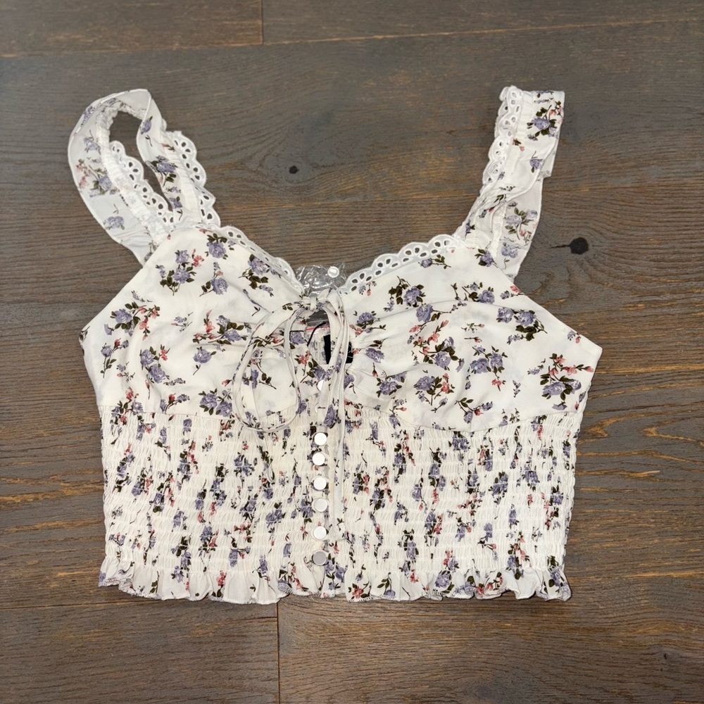 Cider Cream Crop Tie Front Camisole